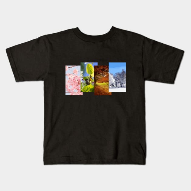 4 seasons Kids T-Shirt by Sinmara
